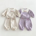 【80-130cm】セットアップ 女の子 刺繍 スクエアネック - 画像 (8)