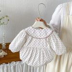 【66-90cm】ロンパース ベビー ドット 丸襟 - 画像 (6)