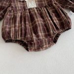 【66-90cm】ロンパース ベビー チェック柄 フリルカラー - 画像 (10)