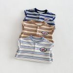 【80-130cm】長袖Tシャツ 男の子 ボーダー ワッペン - 画像 (6)