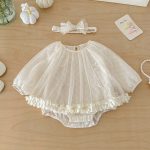 【66-90cm】ロンパース ベビー リボン チュール - 画像 (2)