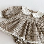 【66-90cm】ロンパース ベビー チェック 折り襟 - 画像 (5)