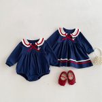 【73-100cm】ロンパースorワンピース 姉妹服 ウサギ柄 セーラー風 - 画像 (3)