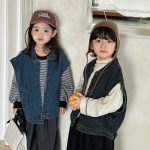 【80-130cm】ベスト キッズ デニム 森ガール風 ノースリーブ - 画像 (5)
