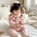 【66-90cm】ロンパース ベビー イチゴ襟 リボン付き - 画像 (11)