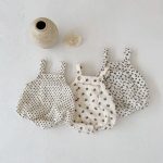 【66-90cm】ロンパース ベビー リブプリント サロペット - 画像 (2)