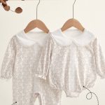 【66-90cm】ロンパース レトロ フラワー柄 可愛い 肌に優しい - 画像 (4)