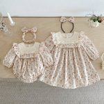 【66-130cm】ロンパースorワンピース 女の子 姉妹服 フラワー柄 - 画像 (12)