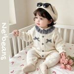 【66-90cm】ロンパース ベビー レース襟 蝶結び - 画像 (2)