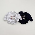 【66-90cm】長袖ロンパース ベビー 韓国風 可愛い クマ柄 - 画像 (2)