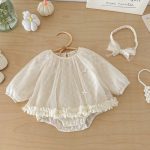 【66-90cm】ロンパース ベビー リボン チュール - 画像 (3)