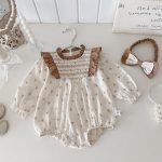 【66-90cm】ロンパース ベビー フリル 小花柄 - 画像 (4)
