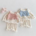 【66-100cm】セットアップ ベビー 花柄 レース付き - 画像 (2)
