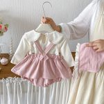 【66-90cm】ロンパース&丸襟トップス ベビー フリル スウィート - 画像 (5)