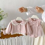 【66-90cm】ロンパース&丸襟ジャケット ベビー 蝶結び チュール - 画像 (8)