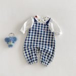 【73-100cm】 サロペットorロンT ベビー チェック 刺繍襟 - 画像 (5)