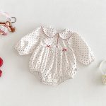 【66-90cm】ロンパース ベビー ドット 丸襟 - 画像 (3)