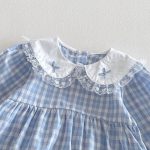 【66-90cm】ロンパース ベビー フリル襟 チェック - 画像 (5)