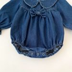 【66-90cm】ロンパース ベビー デニム 蝶結び付き - 画像 (14)