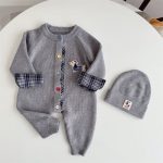 【66-90cm】ロンパース&帽子 ベビー ペットロゴ 暖かい - 画像 (4)