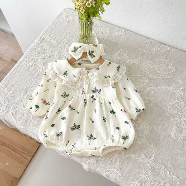【66-100cm】ロンパース ベビー プリンセス 花柄