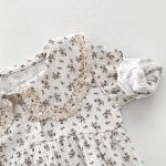 【66-90cm】長袖ロンパース ベビー 小花柄 襟付き - 画像 (9)