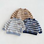 【80-130cm】長袖Tシャツ 男の子 ボーダー ワッペン - 画像 (2)
