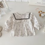 【66-90cm】セットアップ ベビー 大きな丸襟 レトロ - 画像 (8)
