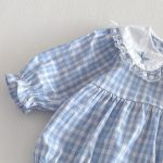 【66-90cm】ロンパース ベビー フリル襟 チェック - 画像 (6)