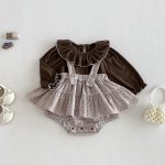 【66-90cm】サロペットロンパース&トップス ベビー 小花柄 フリル襟 - 画像 (5)