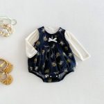 【66-90cm】ロンパース ベビー 小花柄 セットアップ - 画像 (5)