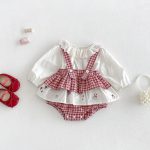 【66-90cm】サロペットロンパース＆レース襟シャツ ベビー チェック - 画像 (3)