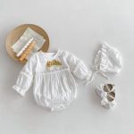 【66-100cm】ロンパース&帽子 ベビー 蝶結び レース - 画像 (3)