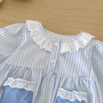 【66-90cm】ロンパース ベビー フリル襟 ストライプ - 画像 (6)