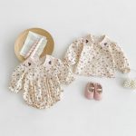【66-90cm】ブラウスorロンパース ベビー 小花柄 丸襟 - 画像 (3)