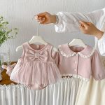 【66-90cm】ロンパース&丸襟ジャケット ベビー 蝶結び チュール - 画像 (9)
