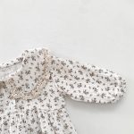 【66-90cm】長袖ロンパース ベビー 小花柄 襟付き - 画像 (8)