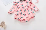【66-90cm】ロンパース ベビー フリル チェリー プリント - 画像 (14)