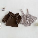 【66-90cm】サロペットロンパース&トップス ベビー 小花柄 フリル襟 - 画像 (6)