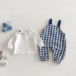 【73-100cm】 サロペットorロンT ベビー チェック 刺繍襟 - 画像 (7)
