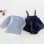 【66-90cm】サロペットロンパース&トップス ベビー 刺繍ロゴ 蝶結び - 画像 (6)