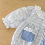 【66-90cm】ロンパース ベビー フリル襟 ストライプ - 画像 (7)
