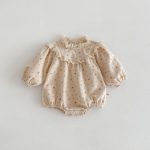 【66-100cm】ロンパース ベビー 小花柄 フリル襟 - 画像 (8)