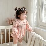 【66-90cm】ロンパース ベビー 小花柄 丸襟 - 画像 (4)