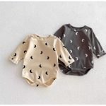 【66-90cm】長袖ロンパース ベビー ムーン柄 シンプル