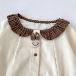 【66-90cm】ロンパース ブラウン チェック襟 ベビー服 - 画像 (8)