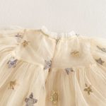 【73-120cm】ワンピース ベビー 星柄 パフスリーブ レース - 画像 (7)