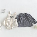【66-90cm】ロンパース&しぼ感トップス ベビー 蝶結び 小花柄 - 画像 (6)