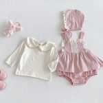 【66-90cm】ロンパース&丸襟トップス ベビー フリル スウィート - 画像 (7)
