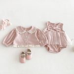 【66-90cm】ロンパース&丸襟ジャケット ベビー 蝶結び チュール - 画像 (2)